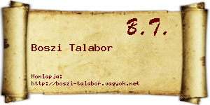 Boszi Talabor névjegykártya